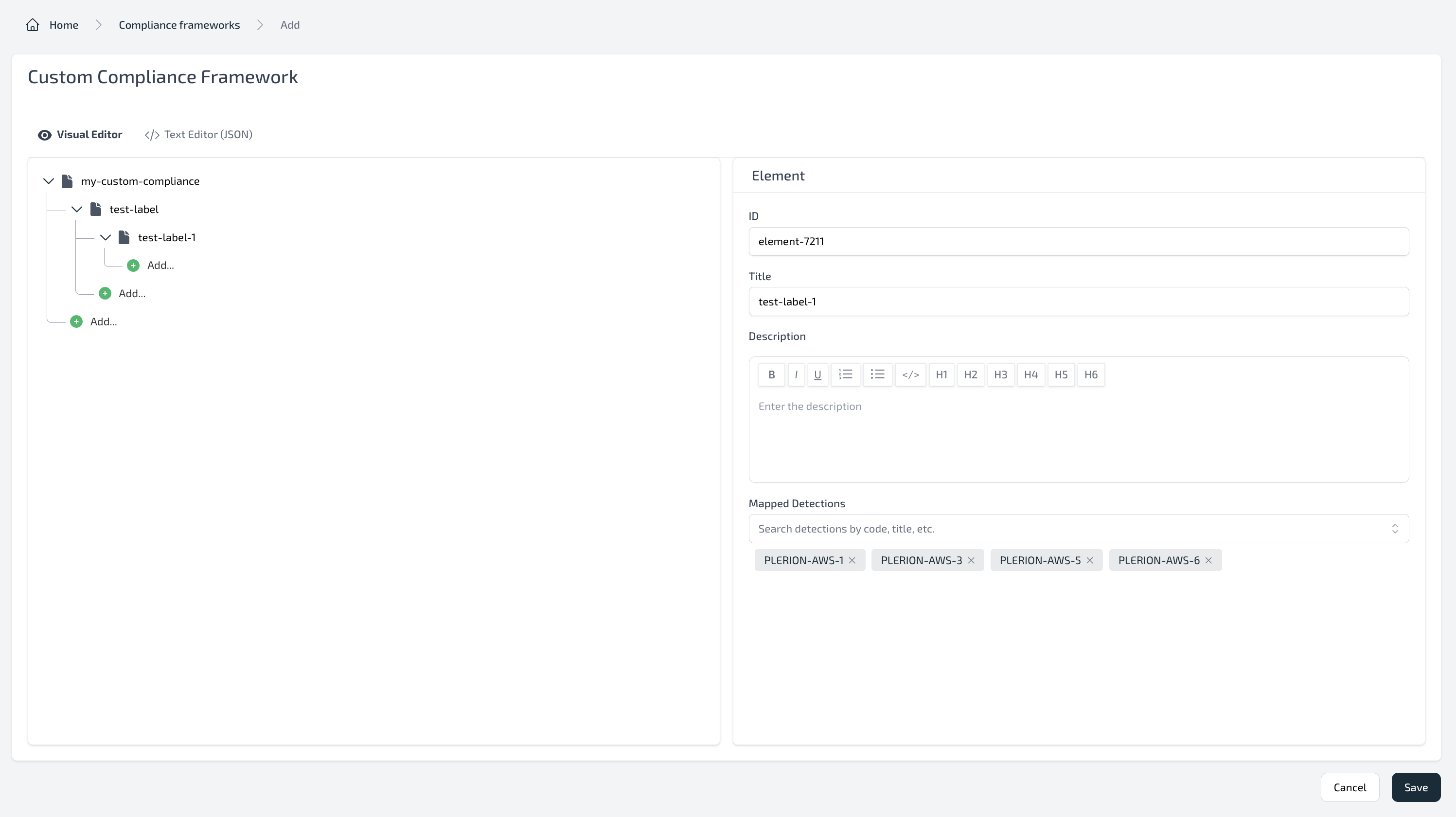 Custom compliance builder