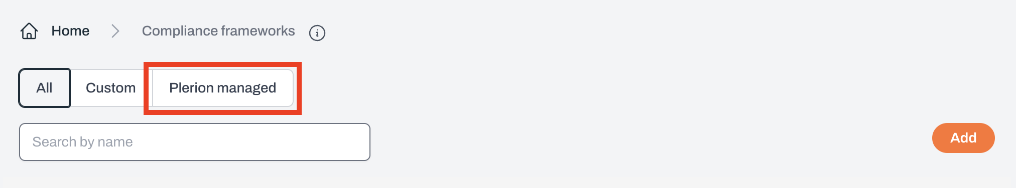 Manage frameworks button
