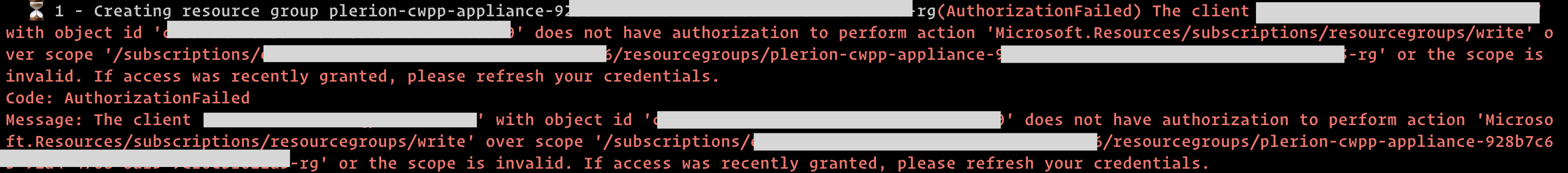 AuthorizationFailed Error